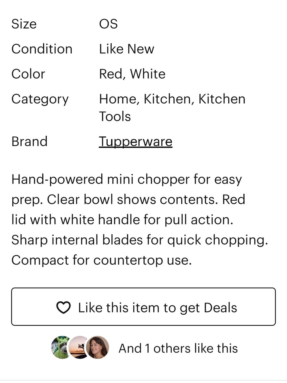 Tupperware Red and White Hand-Powered Mini Chopper New In Box - Picture 2 of 2